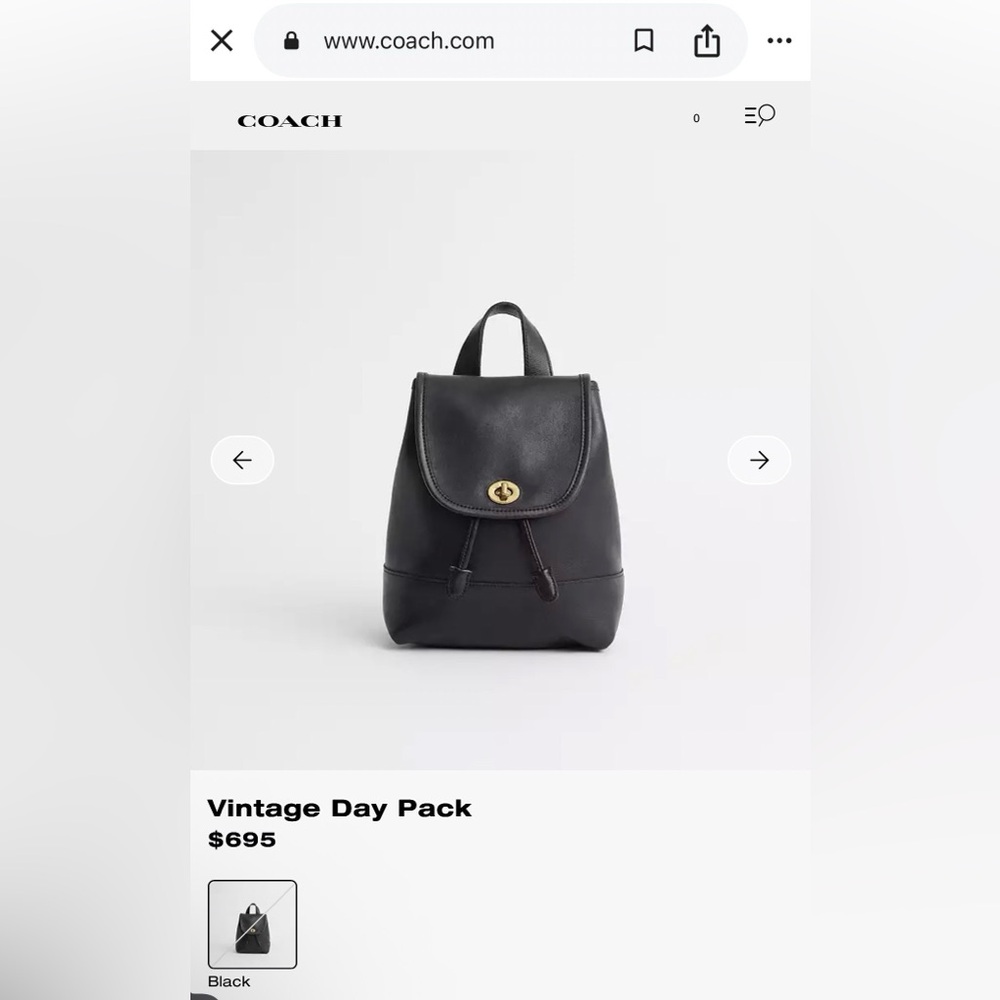 Coach vintage Day Pack in Black glovetanned leather- (USA) - Picture 3 of 16